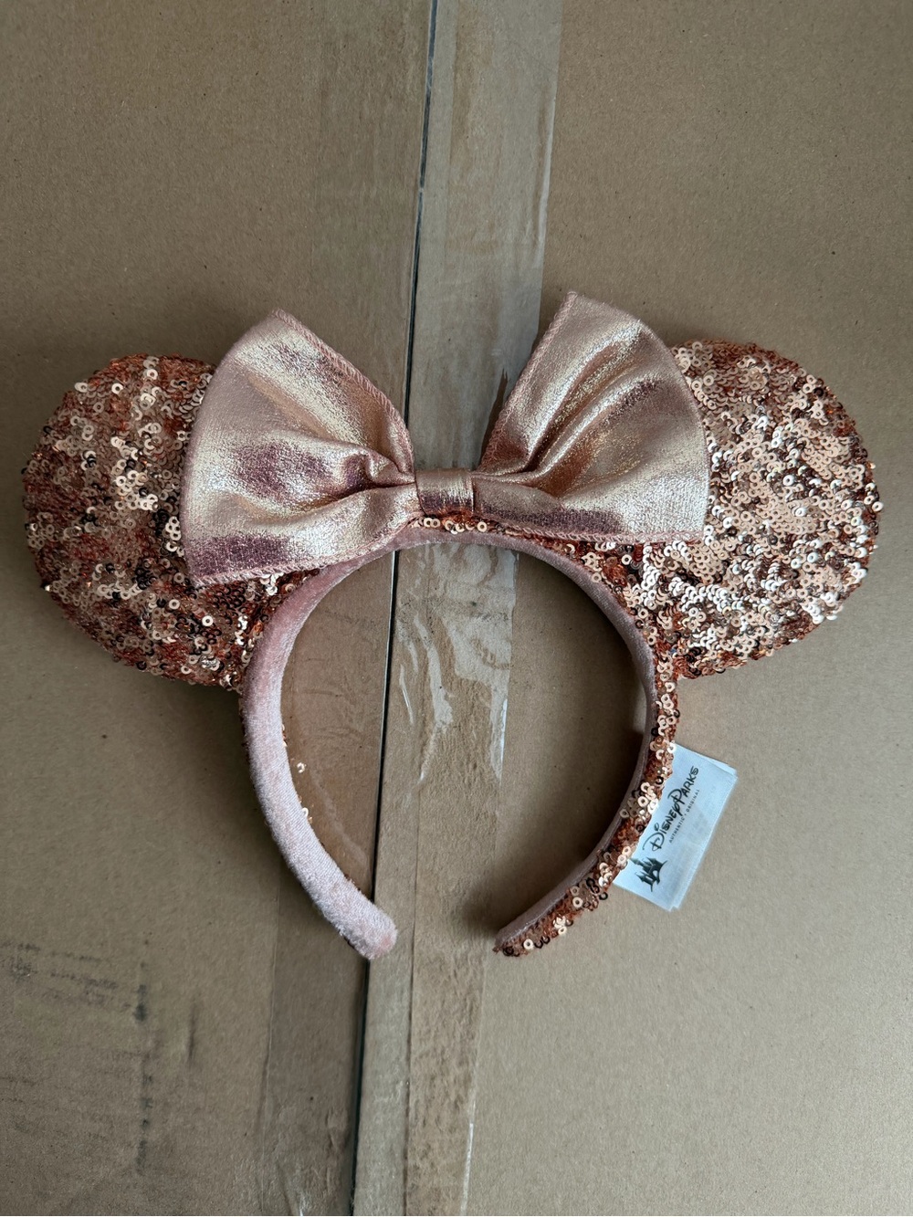 Disney Parks Rose Gold Sequin Minnie Mouse Ears Headband - Picture 2 of 4